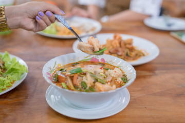 Tomyam kung - shrimp noodles spicy food