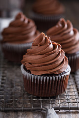 Chocolate cupcakes with whipped ganache