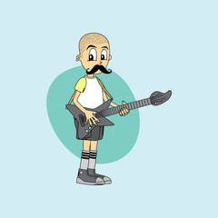 male cartoon character band guitar theme