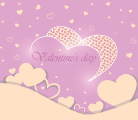 Valentine Day Greeting card shinny hearts. Vector..