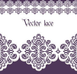 Vintage Wedding Invitation card with lace ornament pattern. Vector