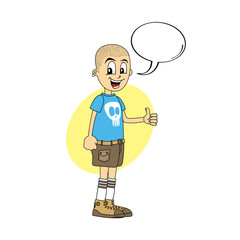 male cartoon character thumb up