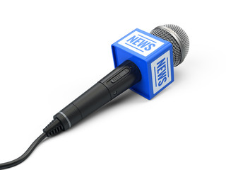 news microphone isolated on white. 3d render