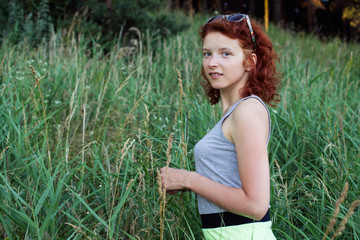  Portrait of a curly ginger woman