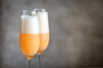 Two bellini cocktails