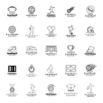 Football Icon Set - Isolated On White Background. Vector Illustration, Graphic Design. For Web, Websites, Print, Presentation Templates, Mobile Applications And Promotional Materials