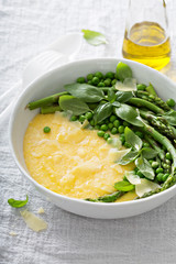 Cheesy polenta with plenty of vegetables