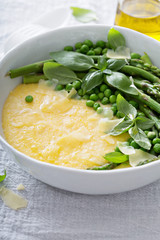 Cheesy polenta with plenty of vegetables