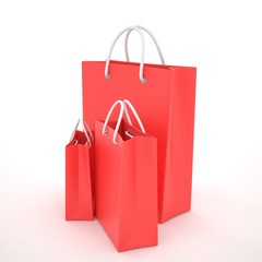 Paper Shopping Bags isolated on white background. 3d rendering.