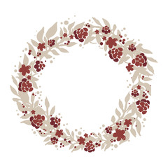 Wreath of branches, leafs and berries