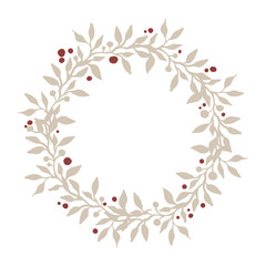 Wreath of branches, leafs and berries