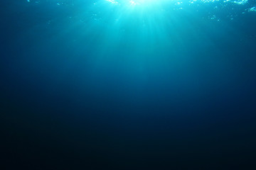 Underwater ocean background in sea with sunlight