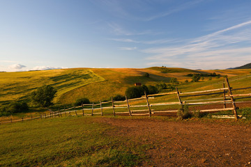 Obraz premium Pastures in the countryside of Turiec region, northern Slovakia.