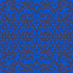 Seamless Texture on Blue. Element for Design. Ornamental Backdrop. Pattern Fill. Ornate Floral Decor for Wallpaper. Traditional Decor on Background