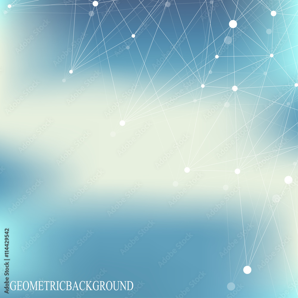 Aufkleber Geometric abstract background with connected line and dots. Big data composition. Molecule and communication background. Graphic background for your design and text. Vector illustration.