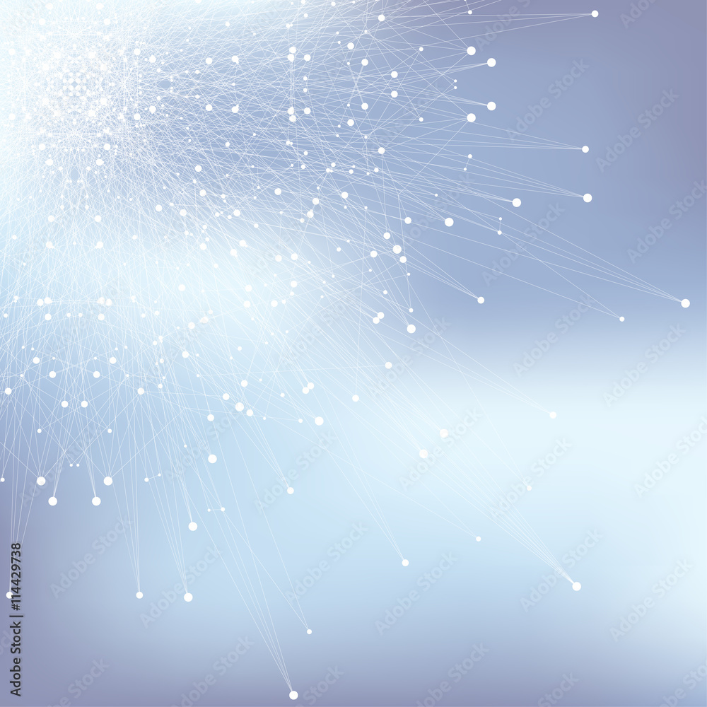 Aufkleber Molecule and communication background of neurons and nervous system. Graphic background molecules atom dna. Geometric abstract with connected line and dots. Big data composition. Vector illustration.