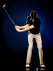 man  golfer golfing isolated