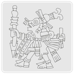 Fototapeta na wymiar monochrome icon with symbols from Aztec codices for your design