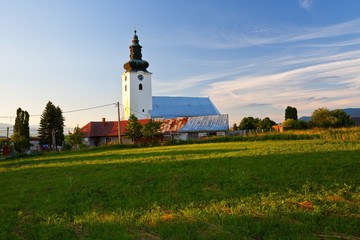 Fototapeta na wymiar Church in a village of Turiec region, northern Slovakia.