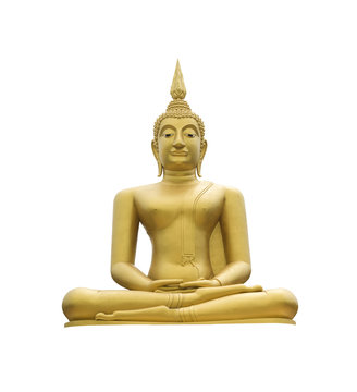 gold image of Buddha isolate on white background