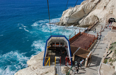 The cable car station in the Rosh Hanikra. Israel © vadiml