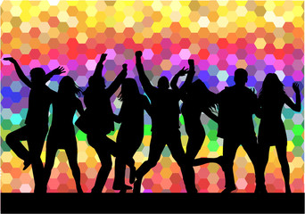 Obraz na płótnie Canvas Dancing people silhouettes. Abstract background.