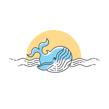 Whale line icon. Vector illustration.