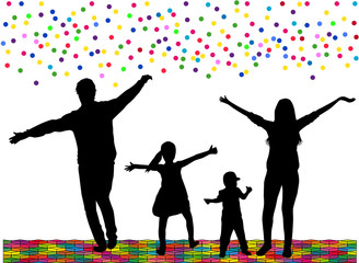 Dancing family silhouettes.