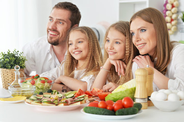happy family at kitchen