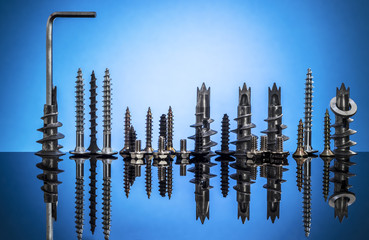 City skyline of screws and bolts