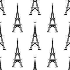 Eiffel Tower Seamless Background. French Tower Pattern