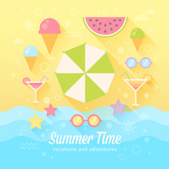 Summer card with flat vacation elements © Yuzach