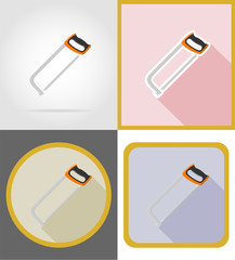 saw repair and building tools flat icons vector illustration