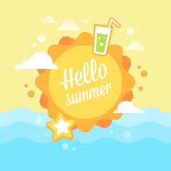 Summer card with flat vacation elements © Yuzach