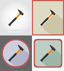 hammer repair and building tools flat icons vector illustration