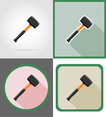 hammer repair and building tools flat icons vector illustration