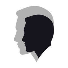 Силуэт головы мужчины с большой тенью.