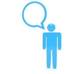 3d man with talk bubbles isolated over a white background. 3d rendering.