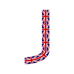 Letter J made from United Kingdom flags