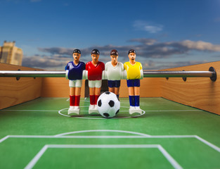foosball table soccer . football players sport teame