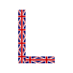 Letter L made from United Kingdom flags