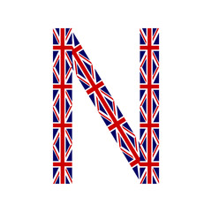 Letter N made from United Kingdom flags