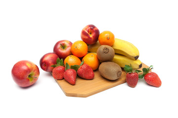 fresh ripe fruit on a cutting board