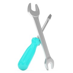 3D Illustration Wrench and screwdriver, service concept