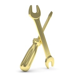 3D Illustration Wrench and screwdriver, service concept