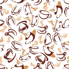 Fototapety  Coffee drinks and cups seamless pattern background