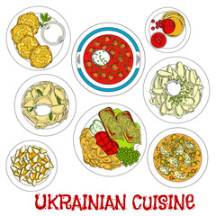 Sketched ukrainian meatless dishes for Lent icon