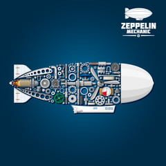 Zeppelin airship symbol with mechanical details © Vector Tradition