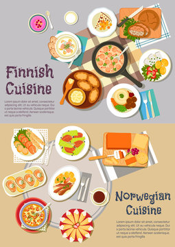 Popular dishes of finnish and norwegian cuisines