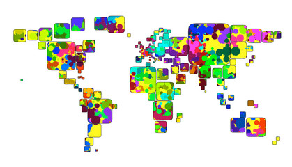 Obraz premium Mappa Terra 3D colore con forme a quadrate